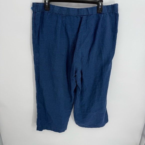 J Jill Womens Love Linen Pants Size Large Petite Blue Flat Front Pockets - Picture 7 of 8